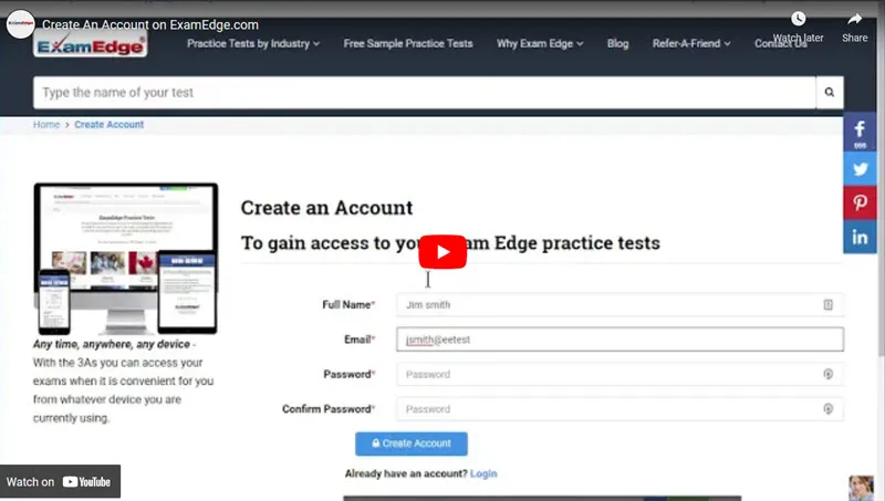 Create Your Exam Edge Account