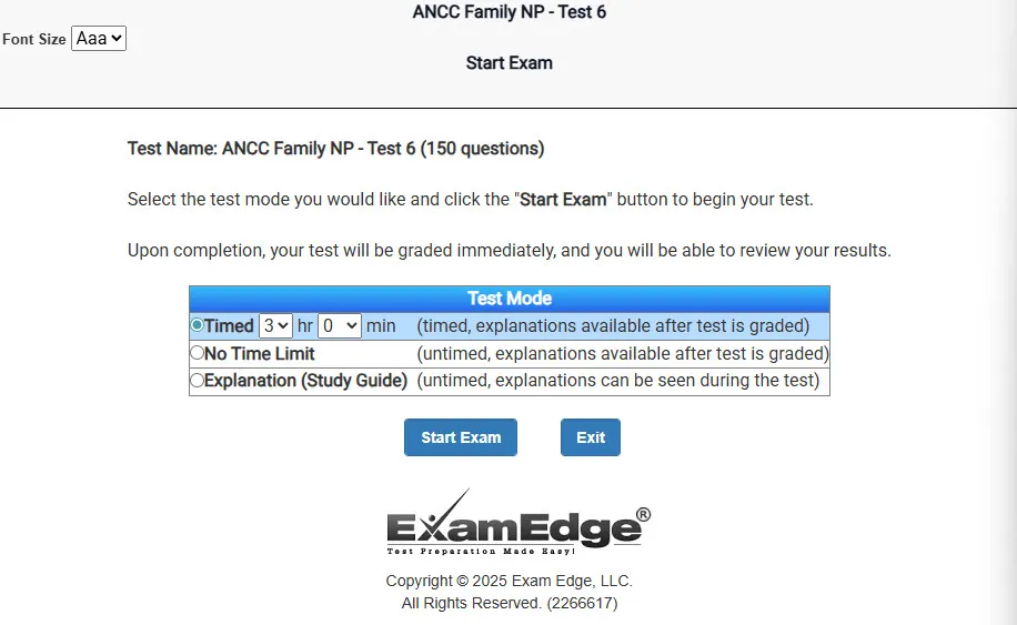 Start your exam